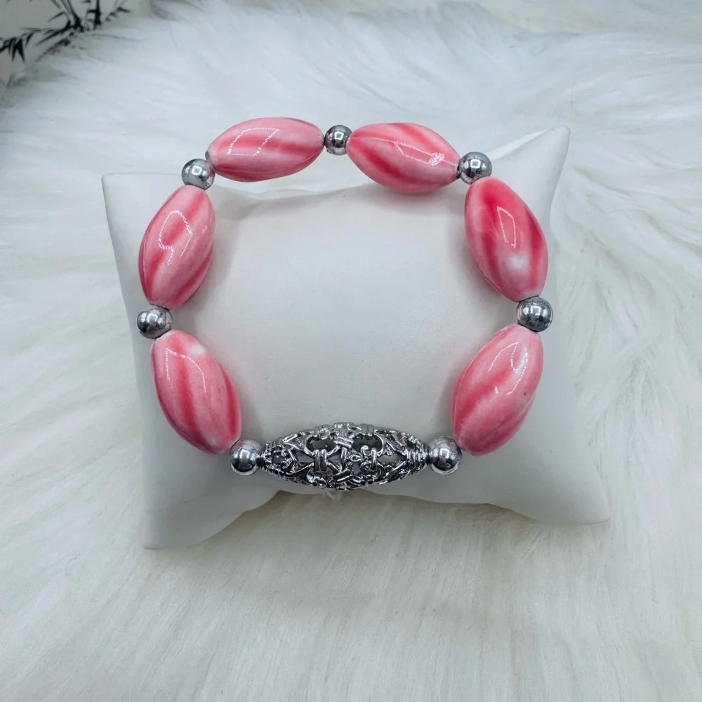 Pink Pearl Glow Statement Bracelet